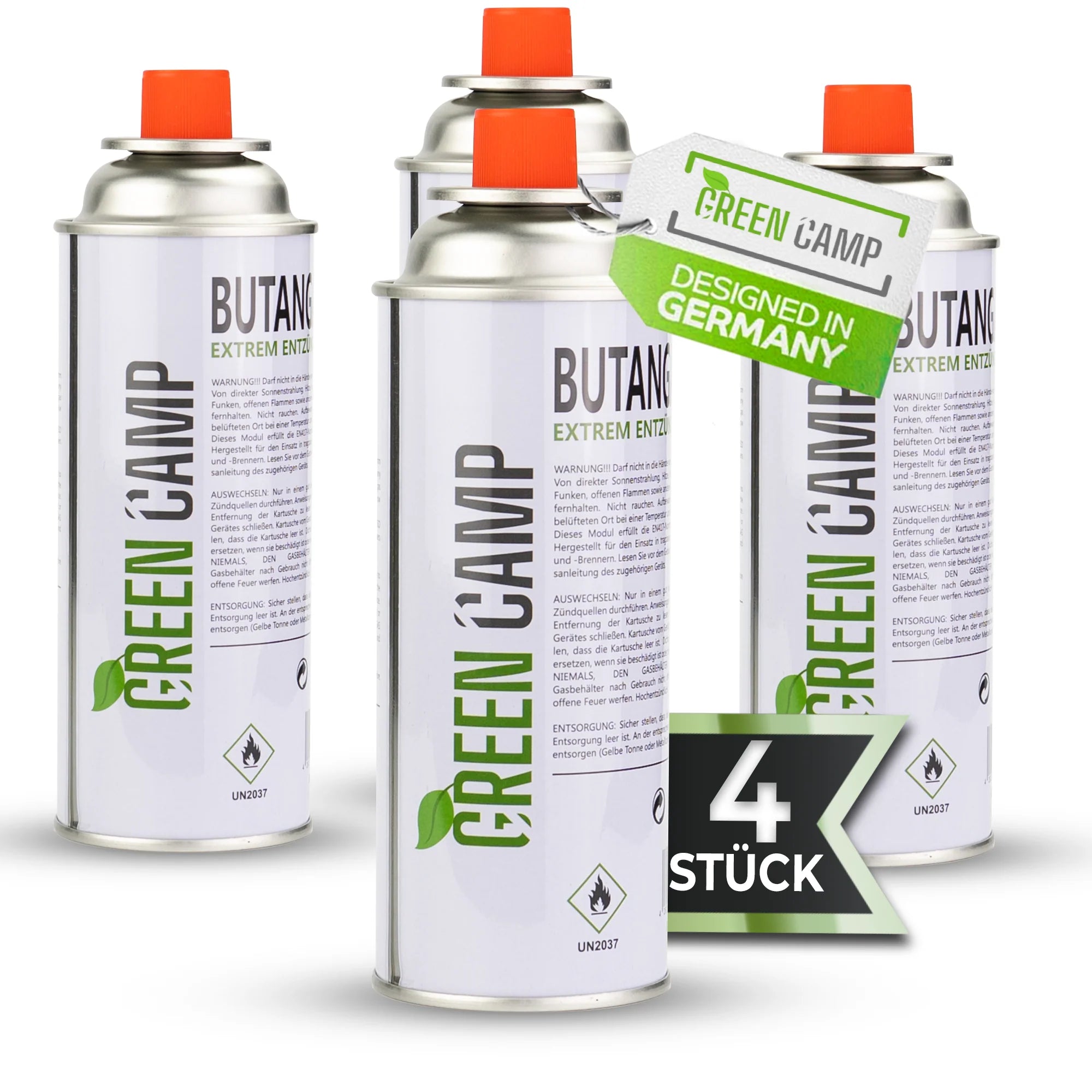 4 x Greencamp® Butangaskartuschen – 227 g – umweltbewusst, sicher & zuverlässig