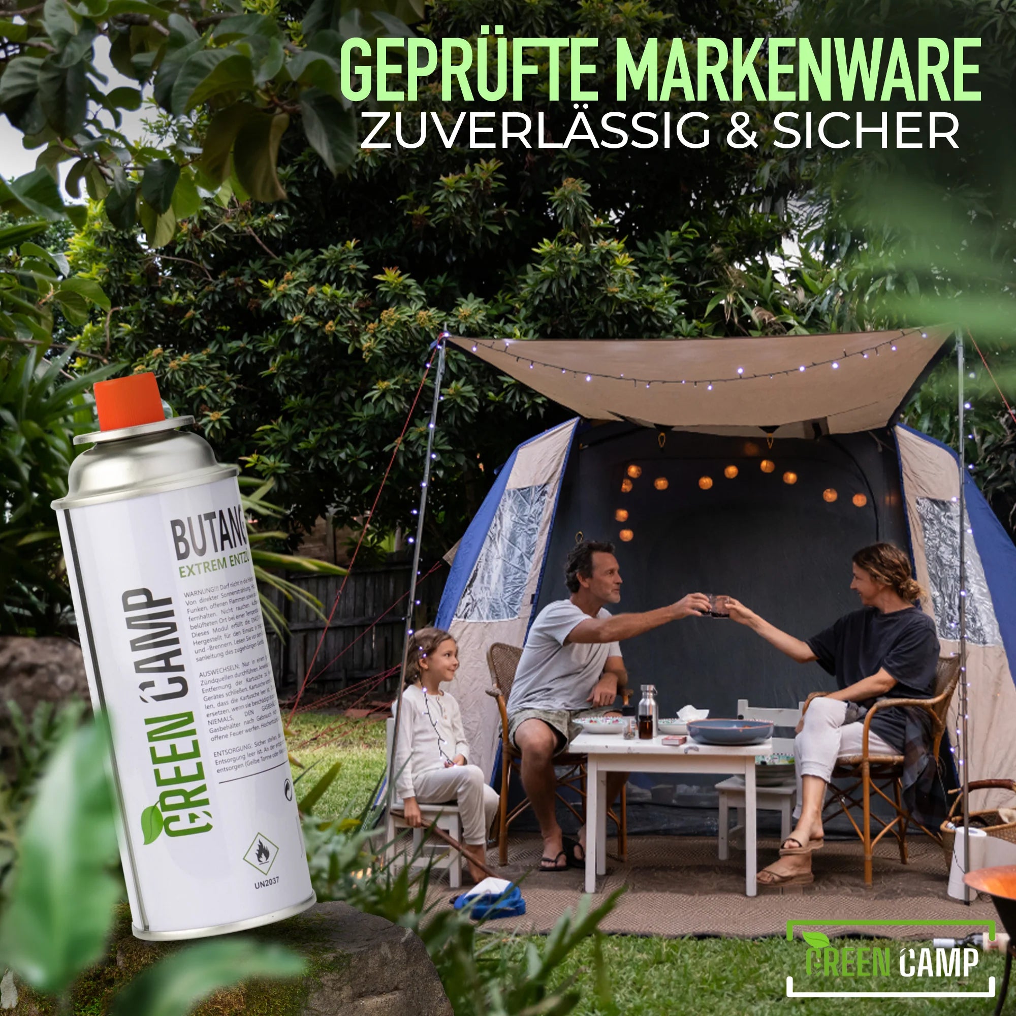 12 x Greencamp® Butangaskartuschen – 227 g – umweltbewusst, sicher & zuverlässig