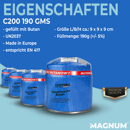 Gaskartusche 190 g - Stechgas Kartusche