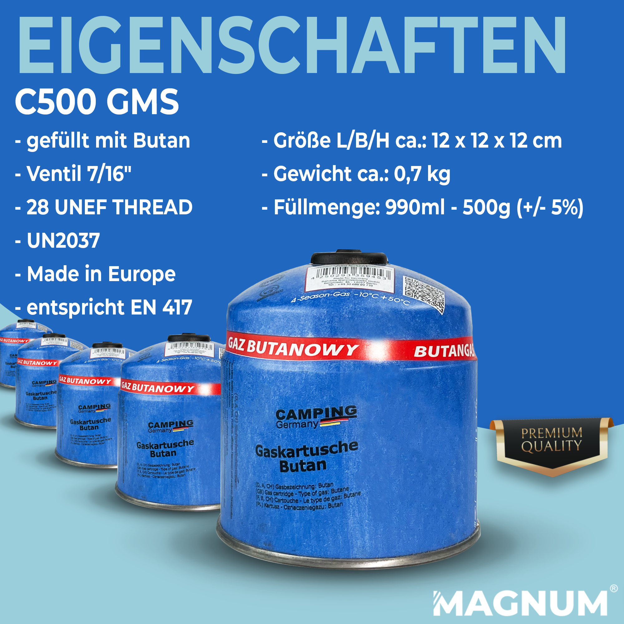 Gaskartusche 500 g mit Schraubverschluss