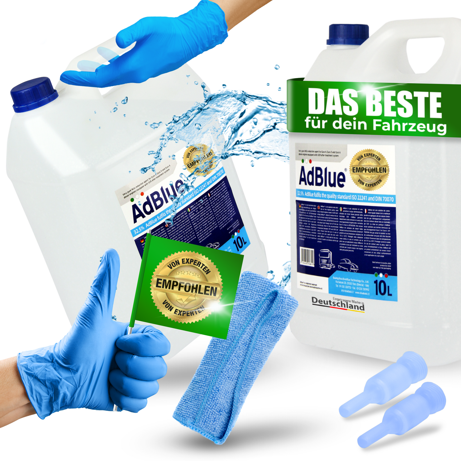 Hoyer AdBlue®2x10L + Mikrofaserntuch &amp; Latexhandschuhe